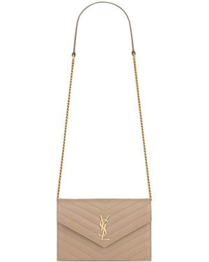 Saint Laurent Portafoglio Con Catena "Envelope Cassandre" - White
