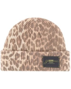Ganni Print Beanie - Natural
