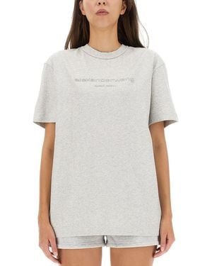 Alexander Wang T-Shirt Con Logo - Grigio