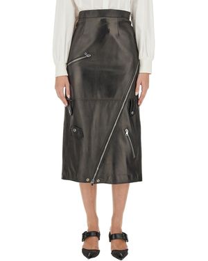 McQueen Elegantly Crafted Midi Skirt - Grey
