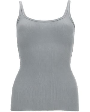 MSGM Solid Scoop Neck Top - Gray
