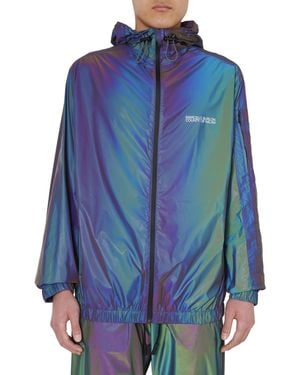 Marcelo Burlon Reflective Iridescent Wind Jacket - Blue