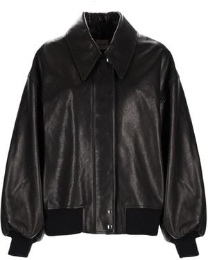 KHAITE Solid Shirt Collar Jacket - Black