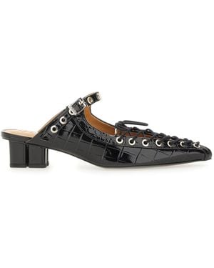Ganni Leather Mules - Black