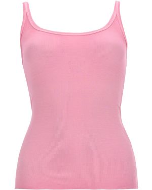 MSGM Solid Scoop Neck Top - Pink