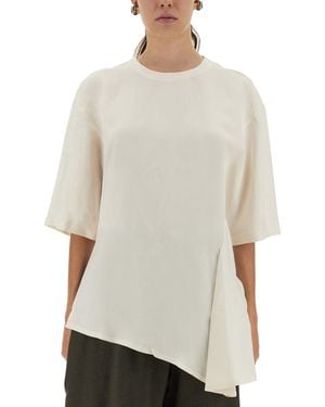 Studio Nicholson Asymmetrical "Vichy" T-Shirt - White
