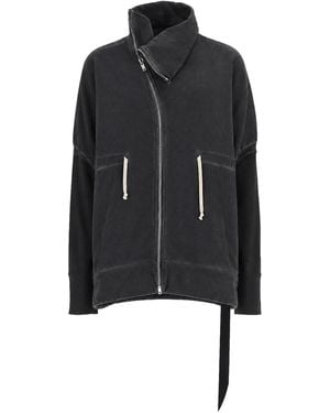 Rick Owens Giacca "Mountain" Con Zip Asimmetrica - Black