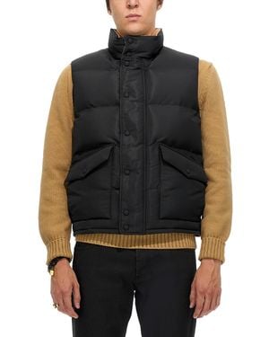 McQueen High Neck Graffiti Logo Print Down Vest - Black