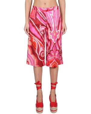 Etro Silk And Cotton Bermuda Shorts For - Red