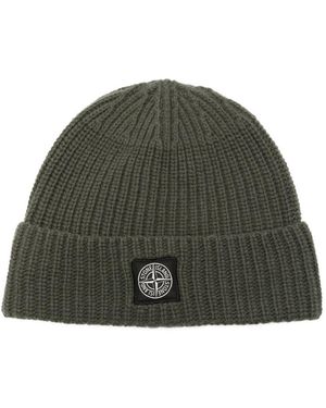 Stone Island Wool Cap With Logo - Green