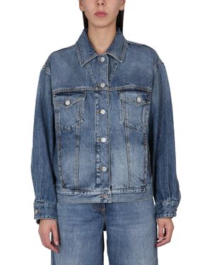 Palm Angels Giacca Denim Con Stampa - Blu