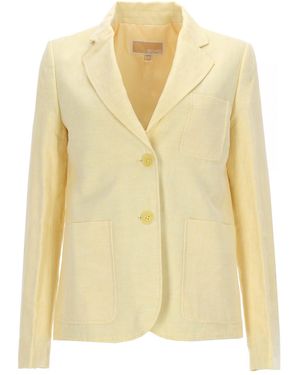 MICHAEL Michael Kors Michael By Michael Kors Single-Breasted Linen Blazer - Yellow