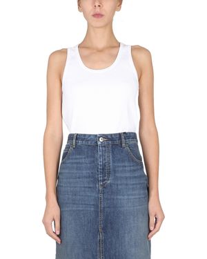 Bottega Veneta Ribbed Dry Stretch Cotton Top - Blue