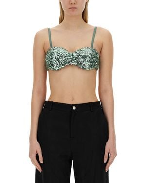 Moschino Cropped Sequined Top - Green