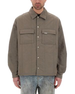 Represent Quilted Overshirt With Dual Chest Pockets - Grey