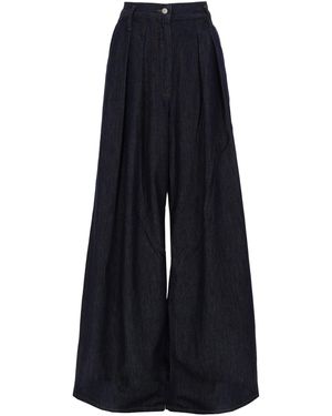 Dries Van Noten Flared Pleated Trousers - Blue