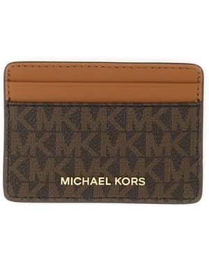 MICHAEL Michael Kors Card Holder With Logo-Donna - Marrone