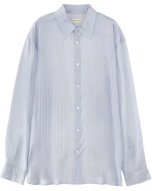 Dries Van Noten Croom Stripe Cupro Button-Up Shirt - Blue