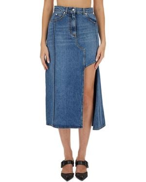 McQueen Denim Midi Skirt - Blue