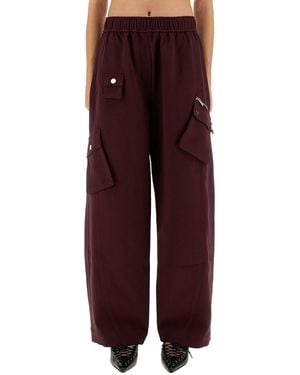 Ganni Twill Trousers - Red