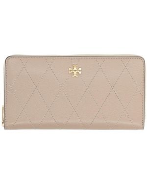 Tory Burch Portafoglio Continental Trapuntato "Charlie" - Natural