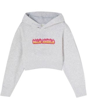 Palm Angels Cropped Hoodie - White