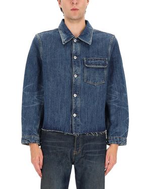 Our Legacy Cotton-Hemp Blend Denim Jacket With Cropped Fit - Blue