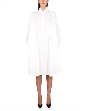 Bottega Veneta Compact Cotton Dress With Button Closure For - White