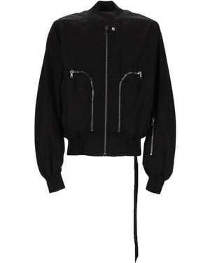 Rick Owens Cropped Jacket With High Collar - Black