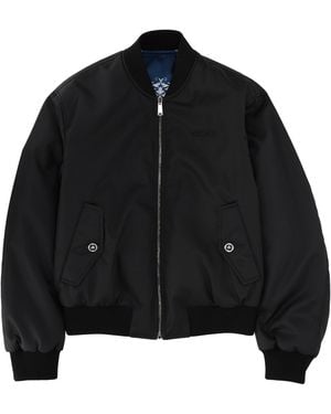 Versace Solid Mock Collar Jacket - Black