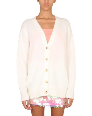 Helmut Lang CARDIGAN OVERSIZE IN MISTO LANA VERGINE - Bianco