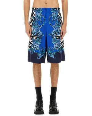 Versace Jeans Couture Viscose Shorts - Blue