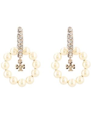 Tory Burch "Kira" Earrings With Pearls And Rhinestones - White