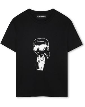 KARL LAGERFELD T-Shirt With Logo - Black