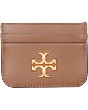 Tory Burch PORTACARTE ELEANOR IN PELLE - Marrone