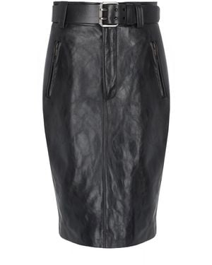 Saint Laurent Gonna A Matita Con Cintura - Black
