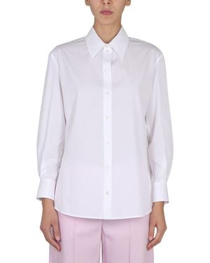 McQueen Chic Poplin Shirt With Pointed Collar For - White