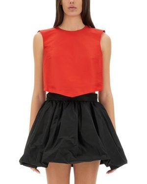 Patou Solid Round Neck Top - Red