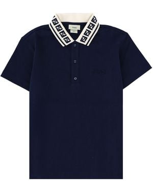 Fendi Polo Con Colletto Logato - Blue