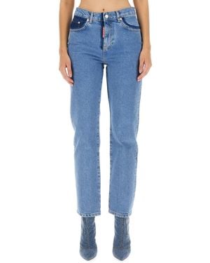 Moschino Straight High Rise Jeans - Blue