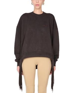 Ambush FELPA GIROCOLLO IN COTONE CON RICAMO LOGO E COULISSE - Nero