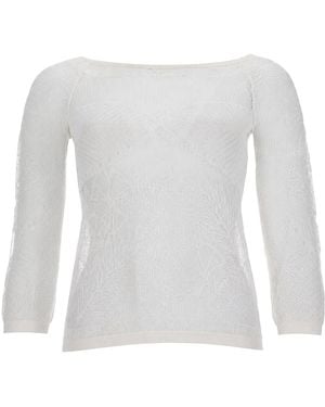 Alberta Ferretti Viscose Net Knit Top - White