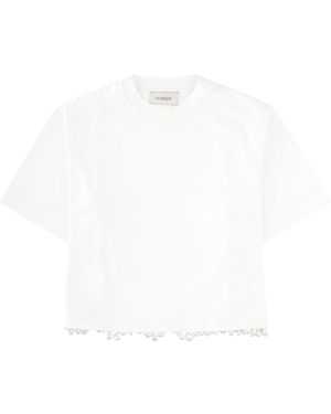 Sportmax T-Shirt "Palmas" Con Perle Ricamate - White