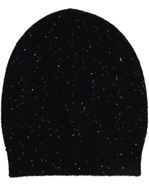 Fabiana Filippi Sequin Embellished Knit Beanie - Black