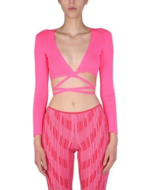 MSGM TOP CROPPED IN COTONE - Rosa