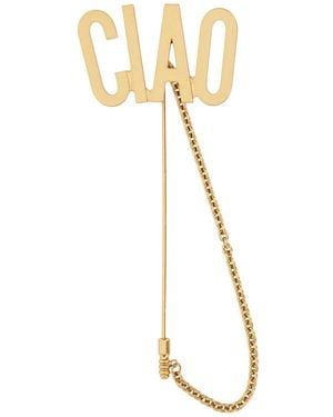 Moschino Tie Clip Hello Brass Brooches & Pins - Metallic