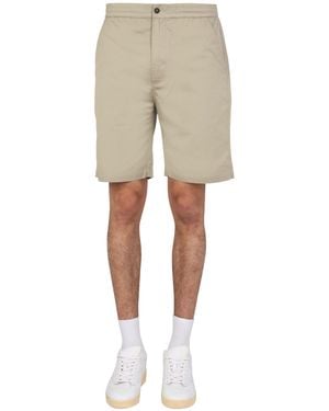 Universal Works Regular Fit Cotton Bermuda Shorts - Natural
