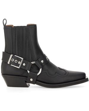 Ganni Western Fitted Chelsea Boots Women - Black