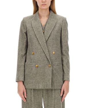 Alysi Double-Breasted Jacket - Grey