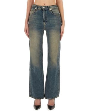 Moschino High-Waisted Flared Denim Jeans With Vintage Wash - Blue